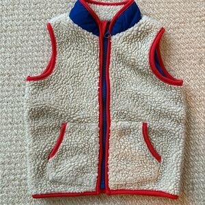 Cozy Sherpa Vest with Red Trim